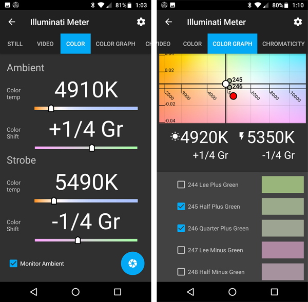 Updated color temperature display for Illuminati Light and Color Meter